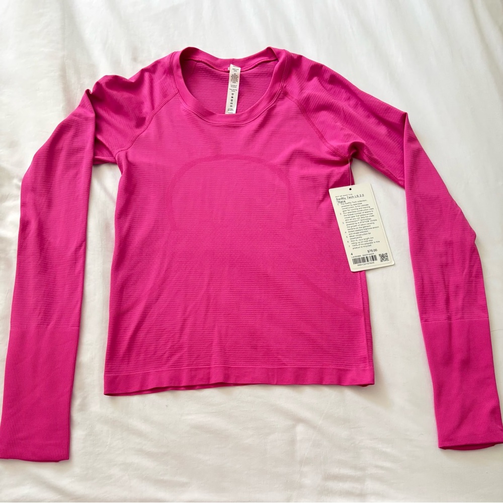 lululemon long sleeve waist length swiftly tech shirt SONIC PINK